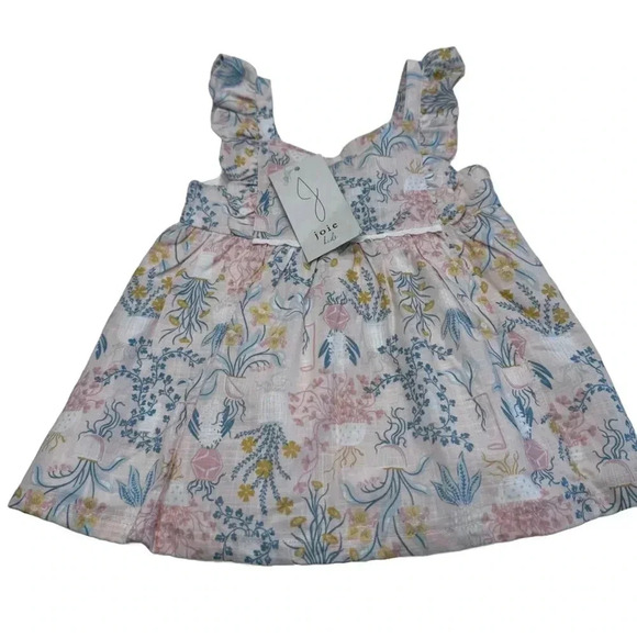 NWT Joie Toddler Girls Pink Floral Dress ruffles Lined 100% Cotton Sz 18 Months - Picture 1 of 11